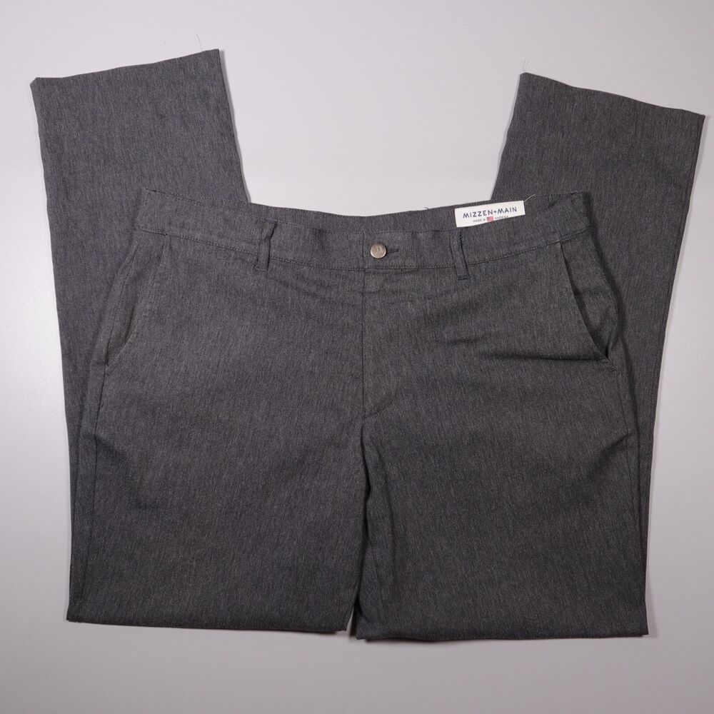 Mizzen + Main Pants Charcoal Gray Chino Made in USA Mens 38 x 32